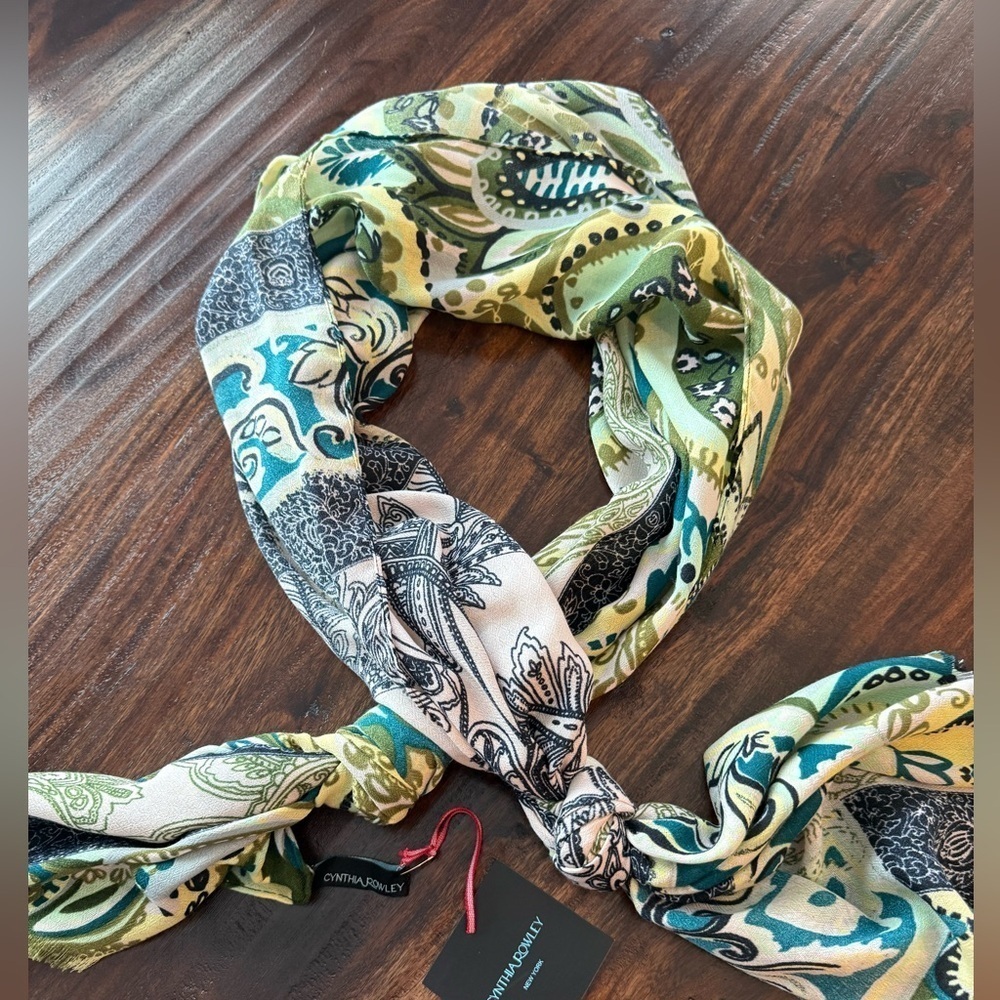 Green and Blue Patterned Scarf